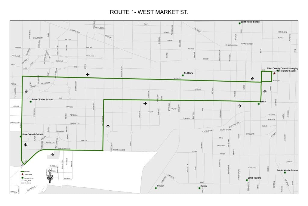 Route 1 Map – West Market