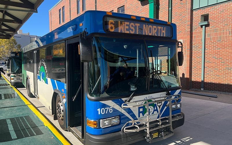Front view of the RTA bus